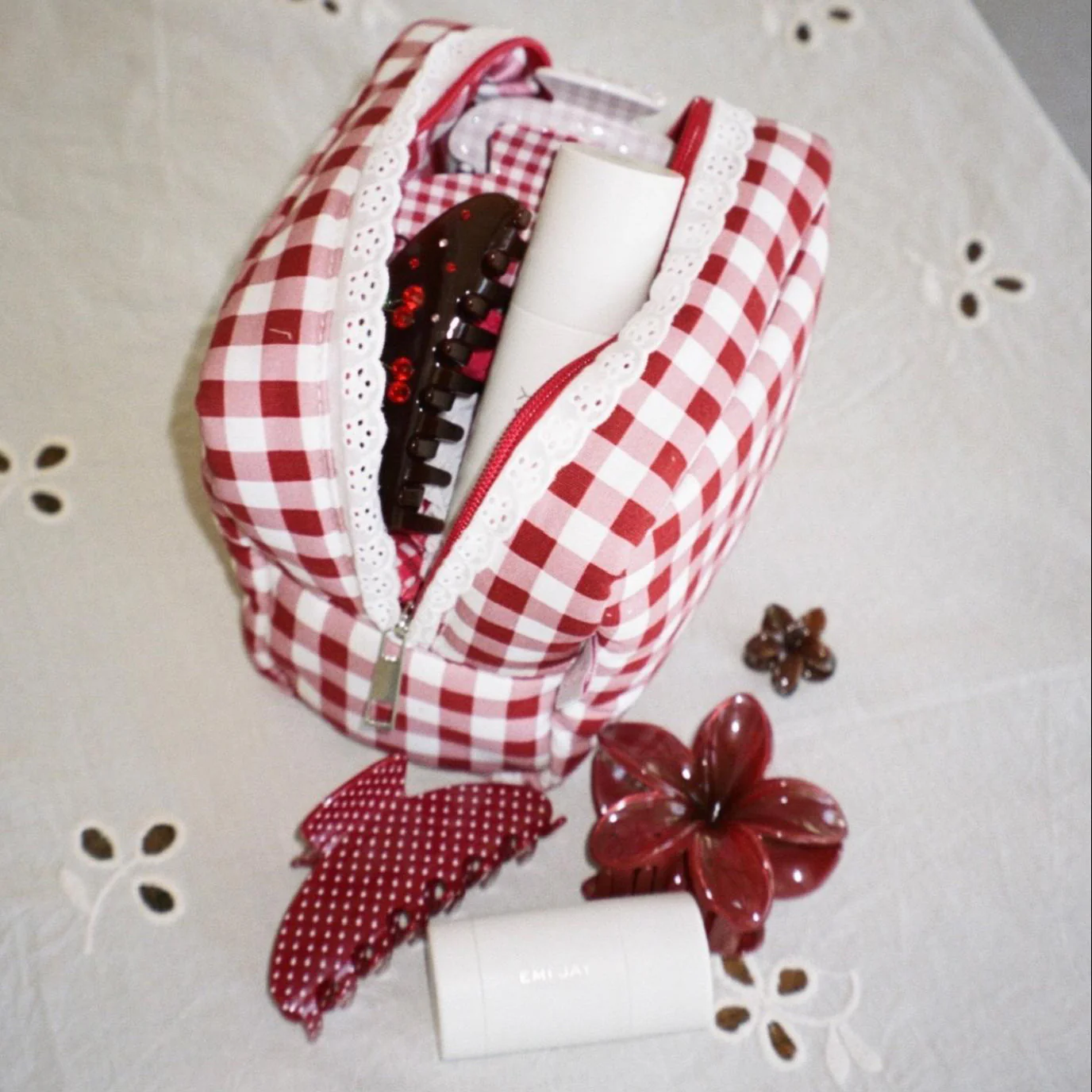 Gingham Pouch in Cherry Kiss - Image 5