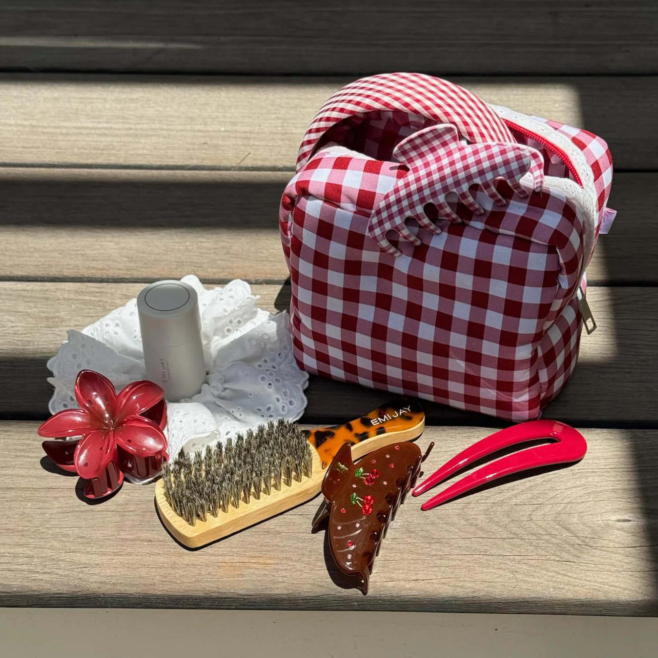 Gingham Pouch in Cherry Kiss - Image 6