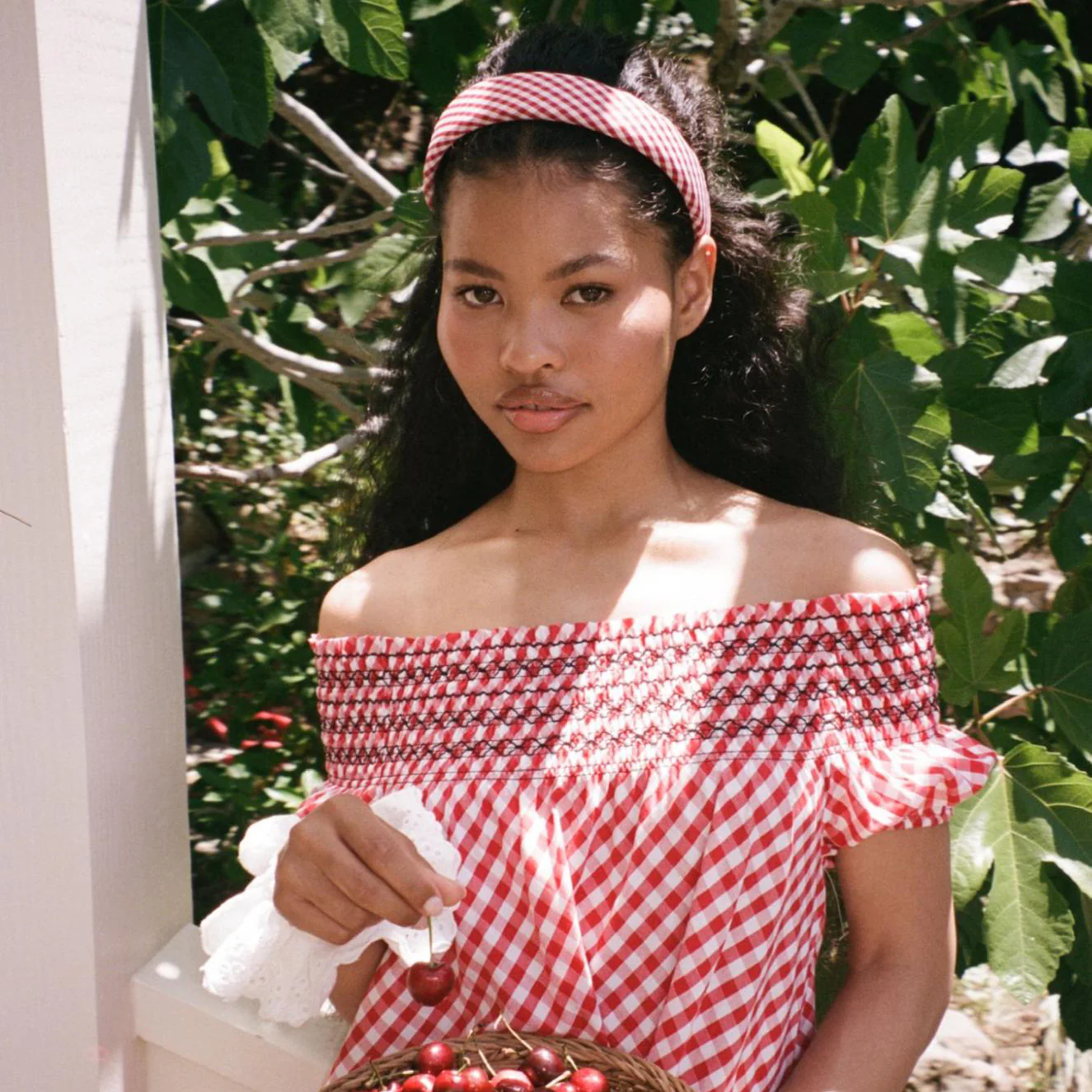 Halo Headband in Cherry Gingham - Image 5