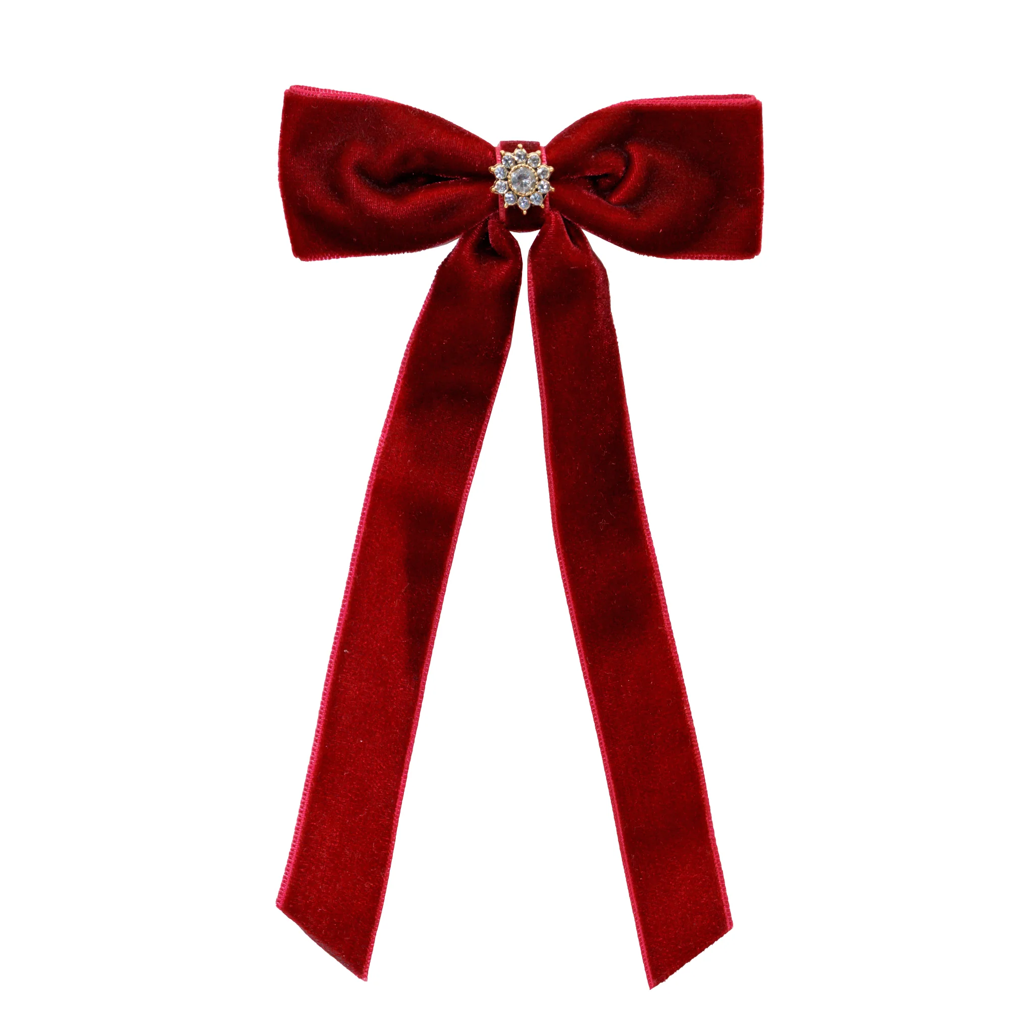 Iconic Velvet Bow Barrette in Cabernet